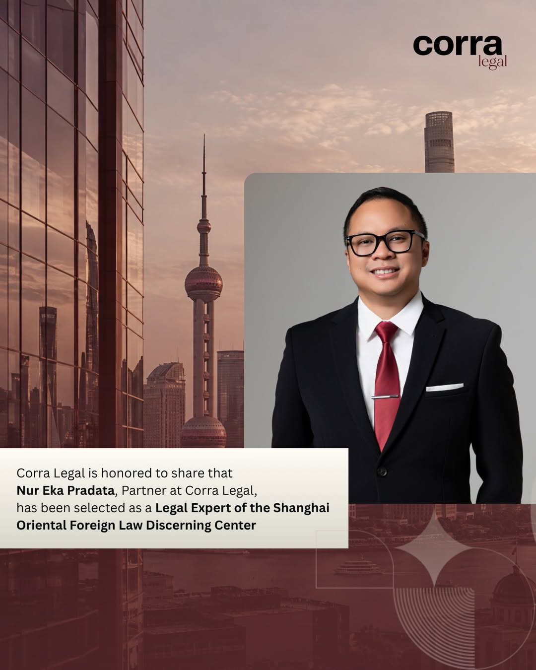 Has been selected as a Legal Expert of The Shanghai Oriental Foreign Law Discerning Center.