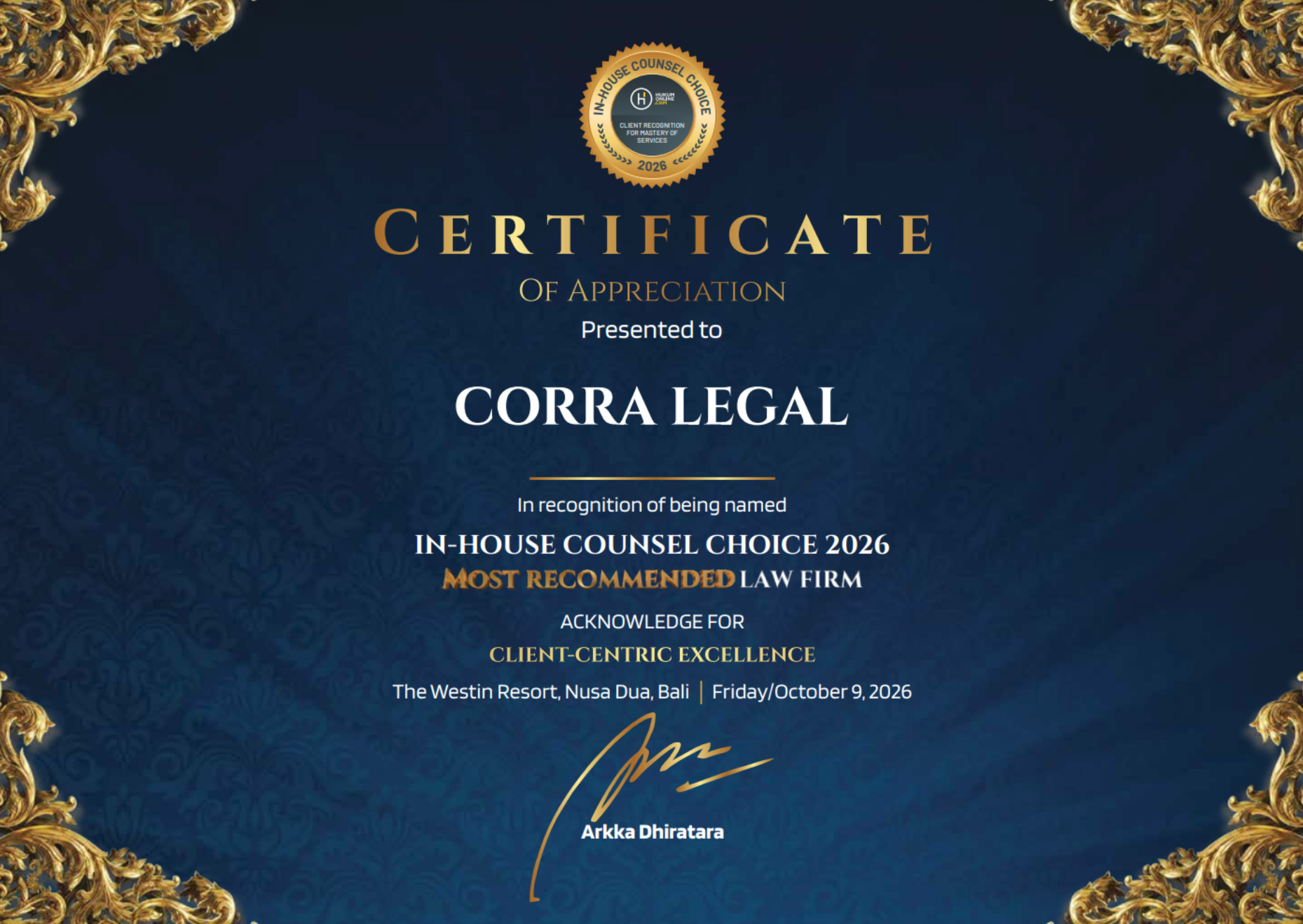 Certificate of appreciation